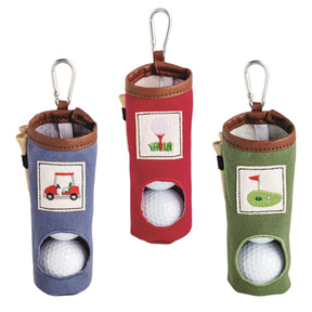 canvas golf ball caddy keychain with tees and balls