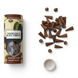 English oak and black currant incense cones with ceramic holder home fragrance set