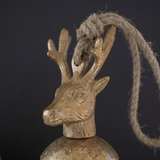 Antiqued Deer Finial Christmas Bell