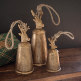 Antiqued Deer Finial Christmas Bell