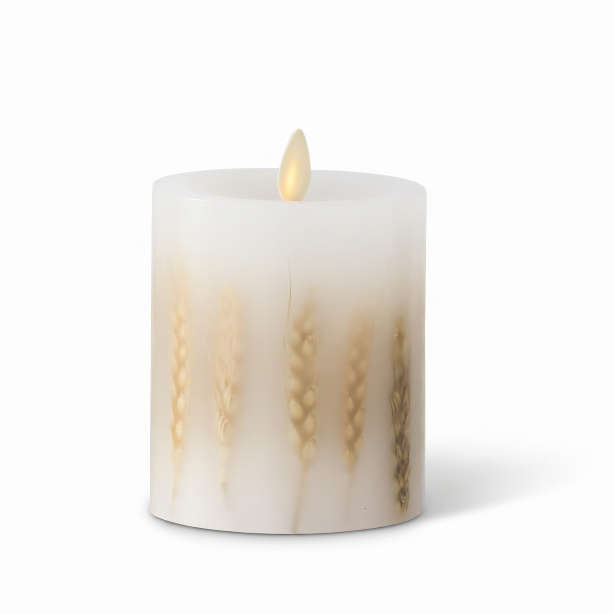 White Wax Wheat Luminara Flameless Pillar Candle
