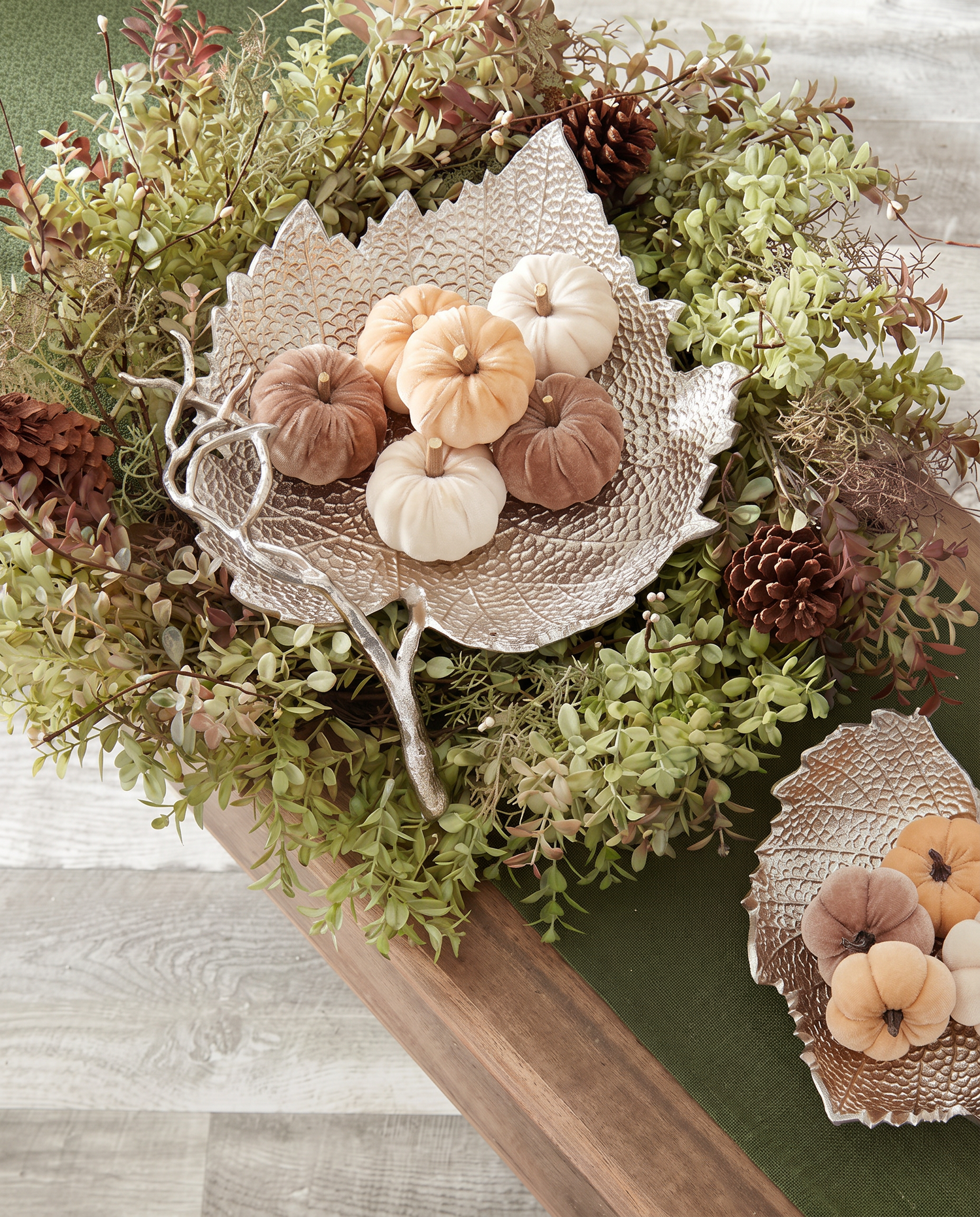 Brown, Cream & Yellow Velvet Filler Pumpkins