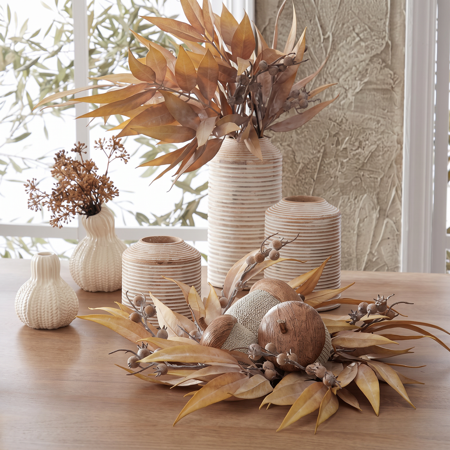 Tan Eucalyptus & Rosehip Wreath