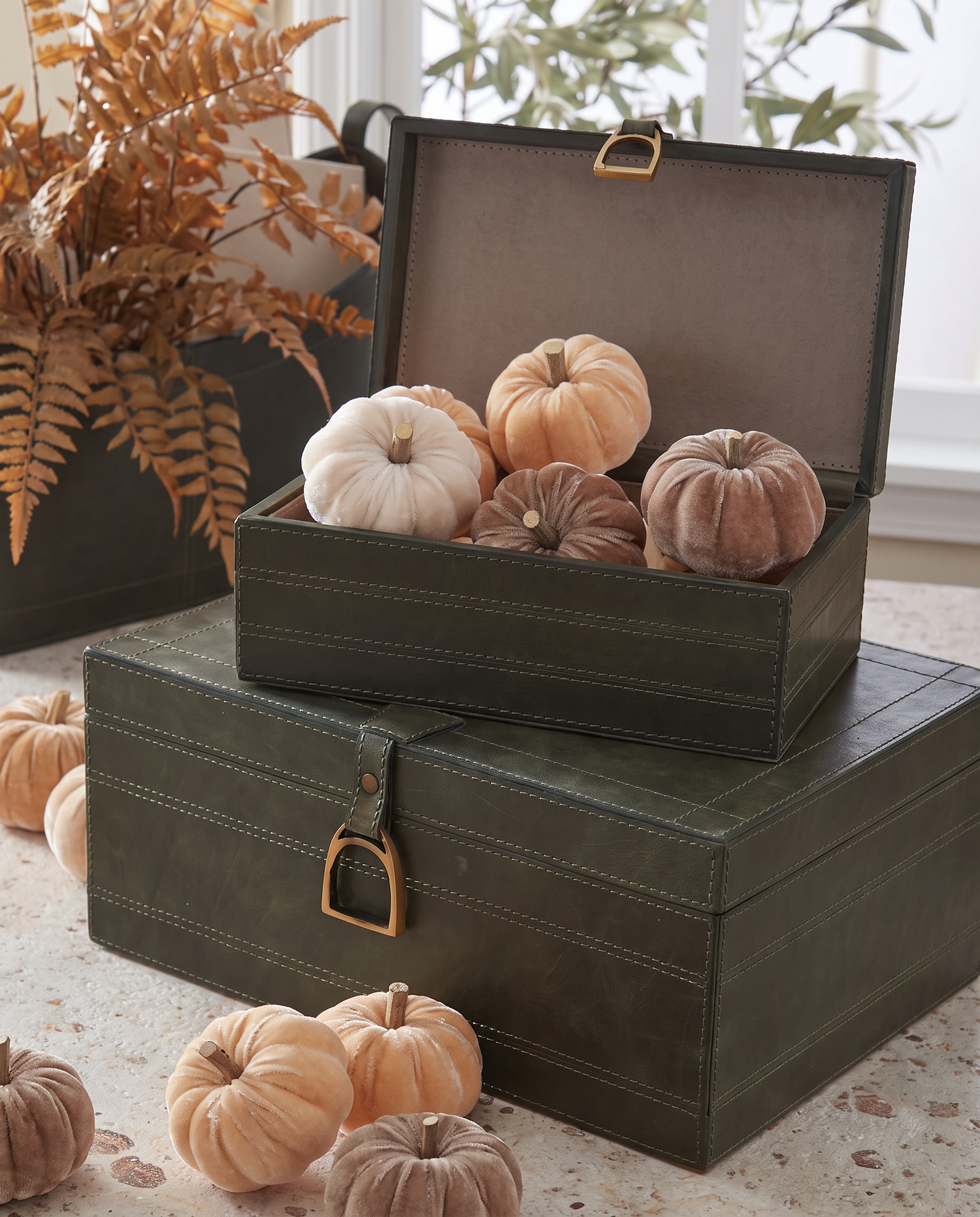 Brown, Cream & Yellow Velvet Filler Pumpkins