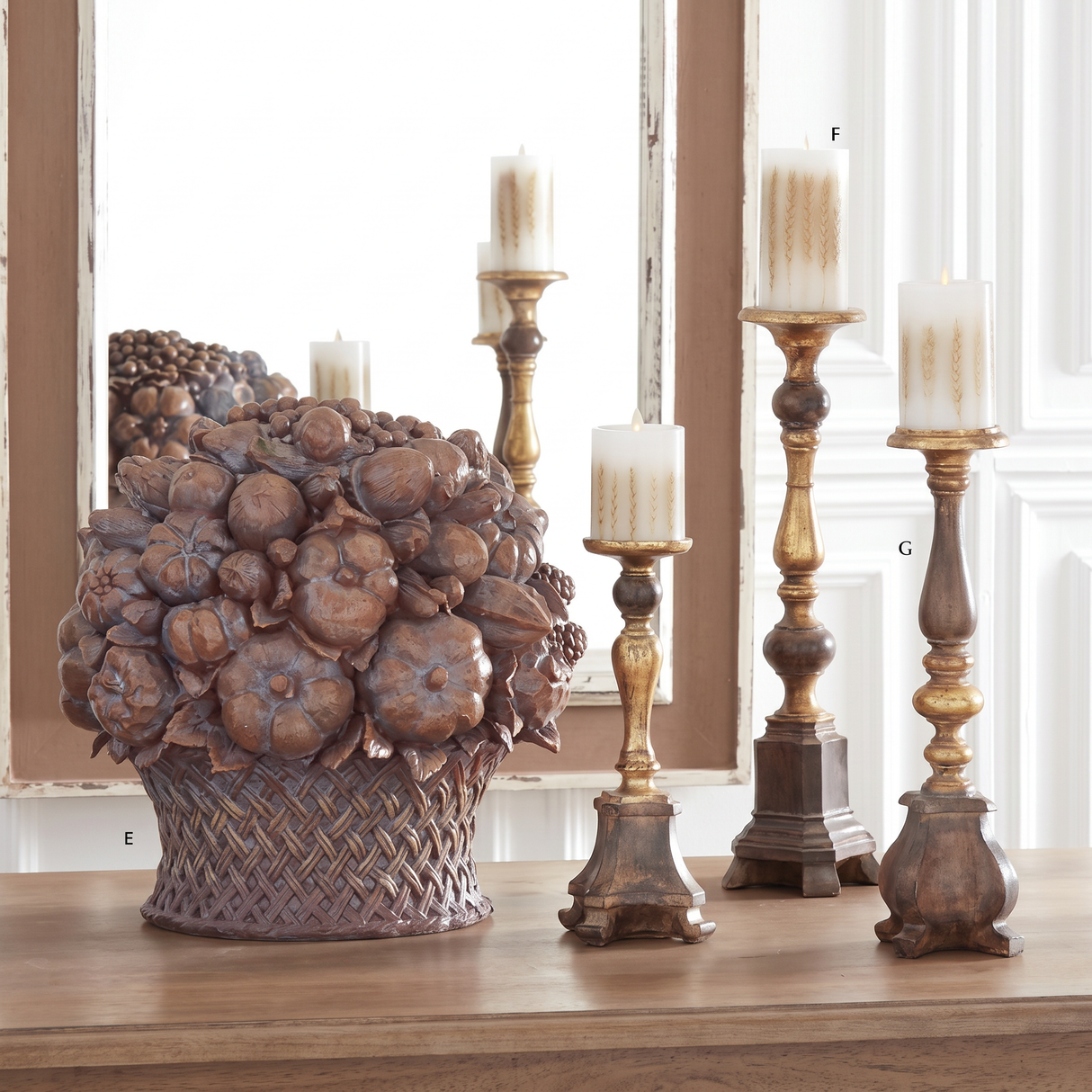 White Wax Wheat Luminara Flameless Pillar Candle