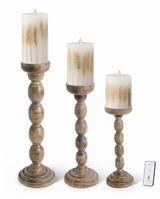 White Wax Wheat Luminara Flameless Pillar Candle