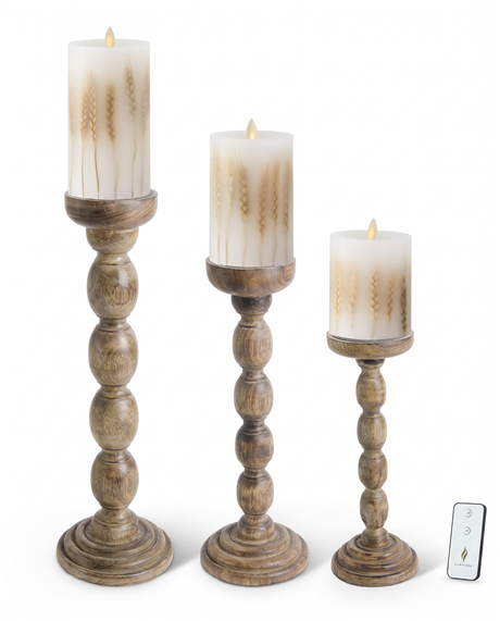 White Wax Wheat Luminara Flameless Pillar Candle