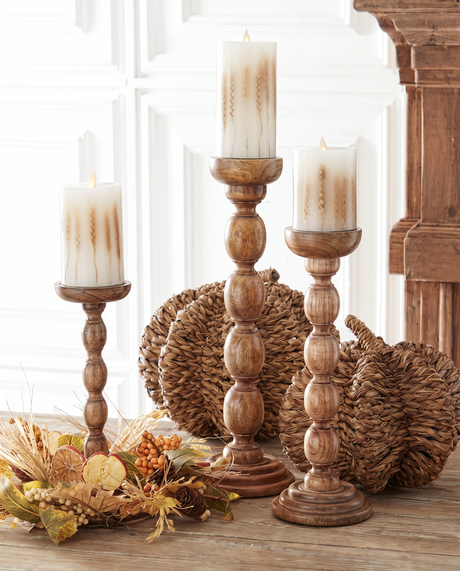 White Wax Wheat Luminara Flameless Pillar Candle