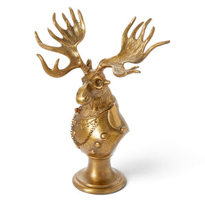 Eugene the Moose gold aluminum bust with large antlers monocle and chain