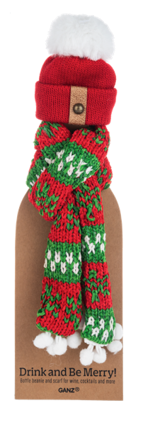 Holiday Wine Bottle Topper Beanie & Scarf Sets