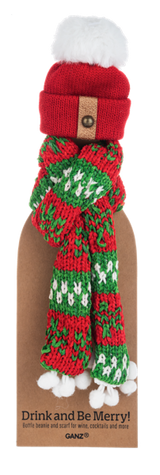Holiday Wine Bottle Topper Beanie & Scarf Sets
