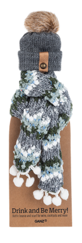 Holiday Wine Bottle Topper Beanie & Scarf Sets