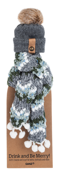 Holiday Wine Bottle Topper Beanie & Scarf Sets