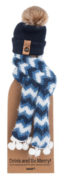 Holiday Wine Bottle Topper Beanie & Scarf Sets