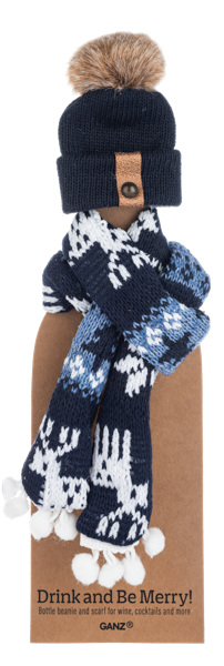 Holiday Wine Bottle Topper Beanie & Scarf Sets