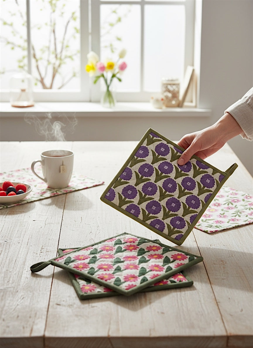 Floral Cotton Slub Pot Holder