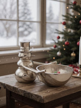 Silver Cast Aluminum Snowman with Serving Bowl