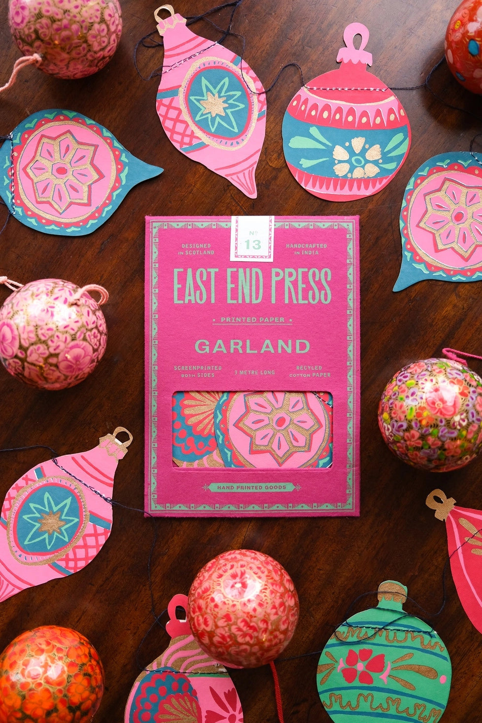 Baubles Sewn Paper Garland | East End Press