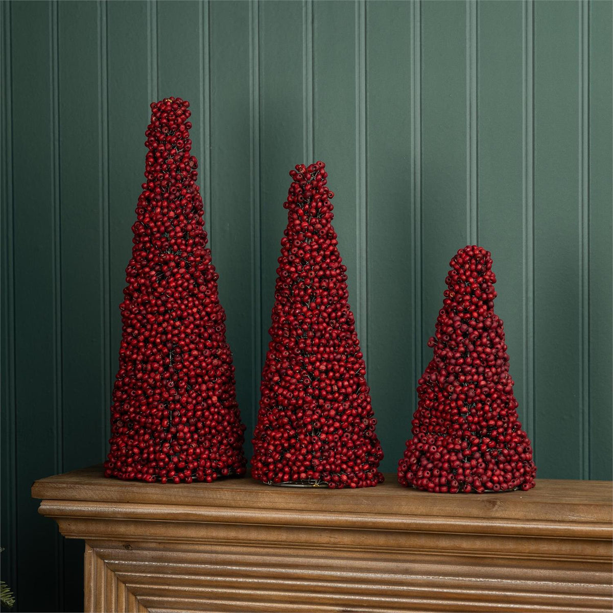 Red Beaded Berrywood Cone Tree
