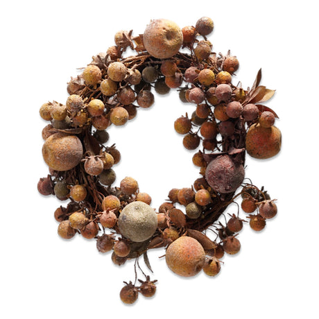 21" faux apples and berries wreath with distressed finish