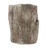 Faux Bois log planter with tree trunk design, featuring realistic bark texture