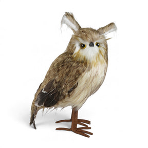 faux fur owl figurine with feathers