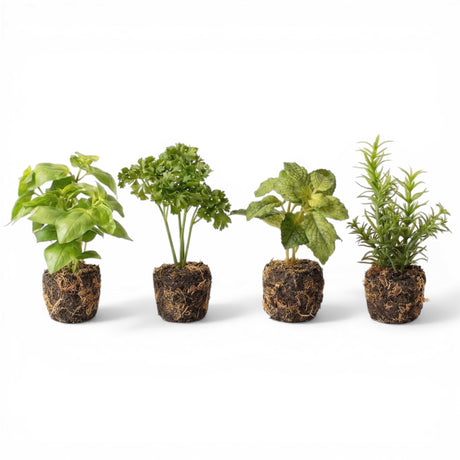 faux herb plants basil mint parsley rosemary realistic greenery decor