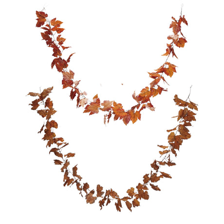 72 inch faux leaf garland in autumn colors