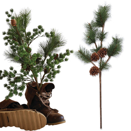 32.5-inch faux pine branch with pinecones for holiday decorating