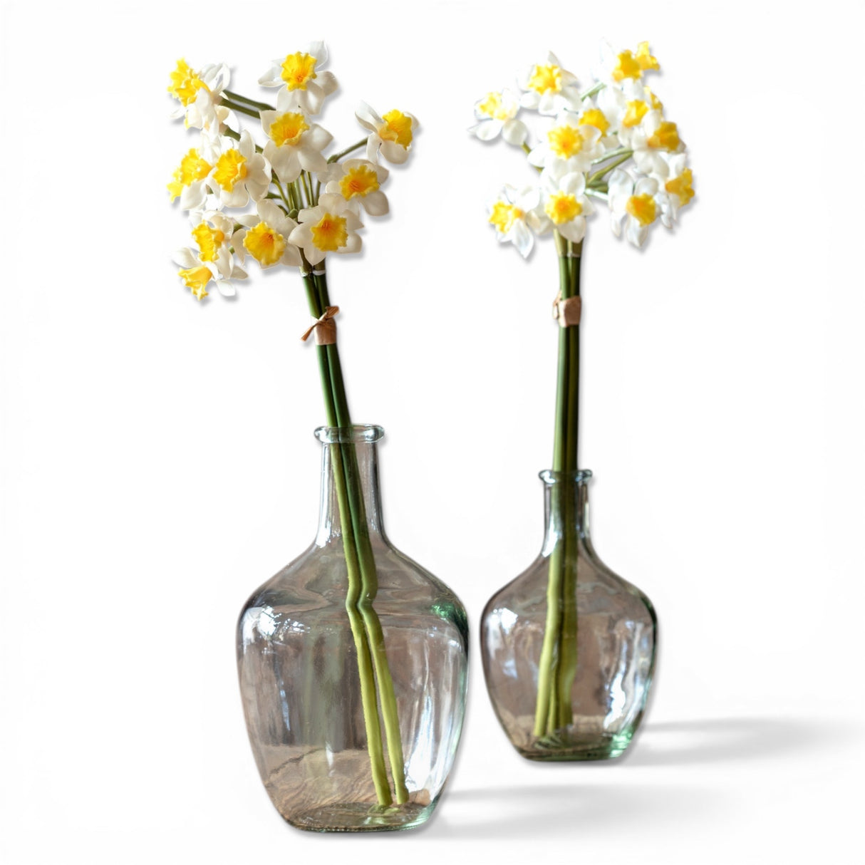 faux white and yellow narcissus flower bunch spring floral stems for vase styling and home décor