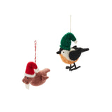 Felt bird and walrus Christmas ornaments