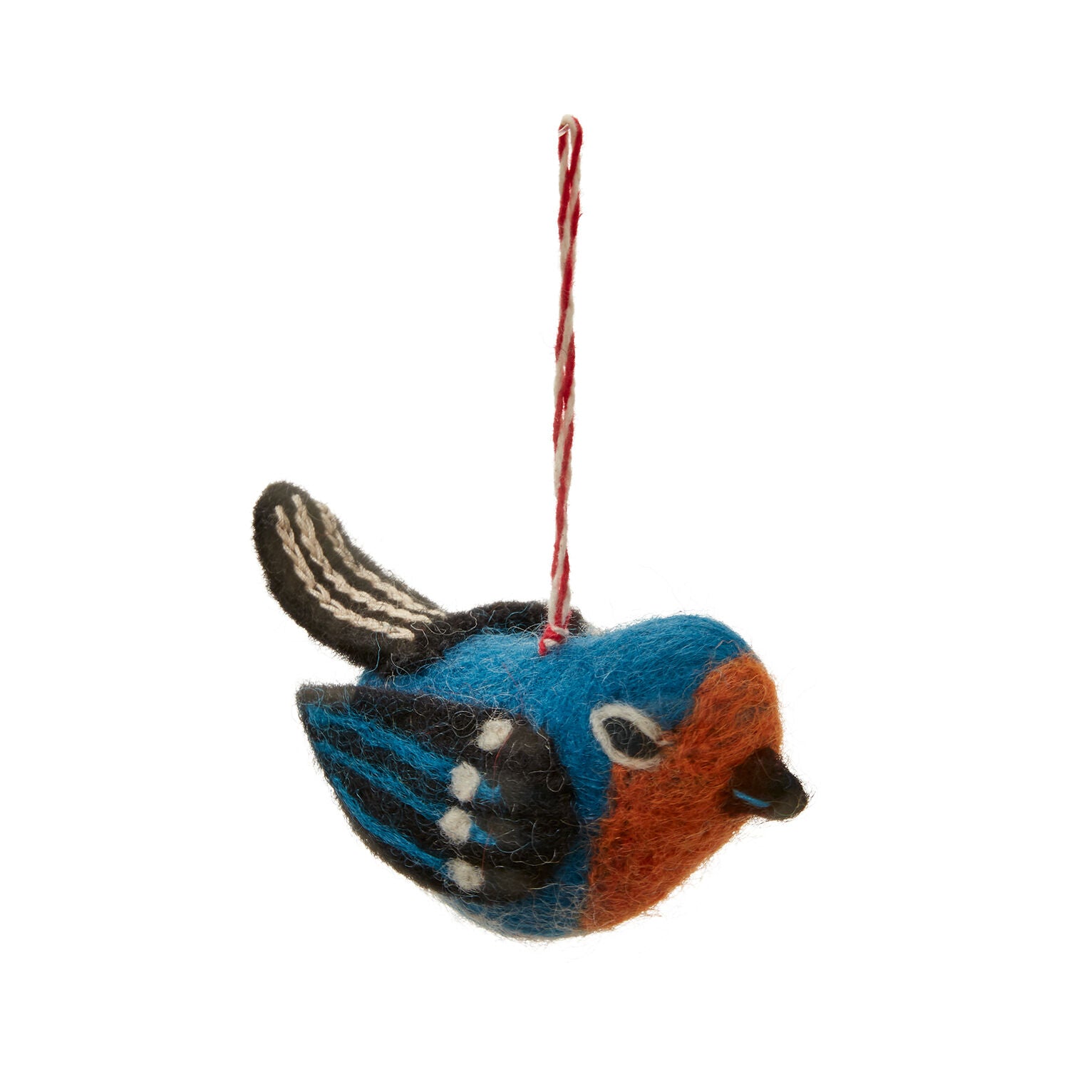 Embroidered Felt Blue Bird Ornament