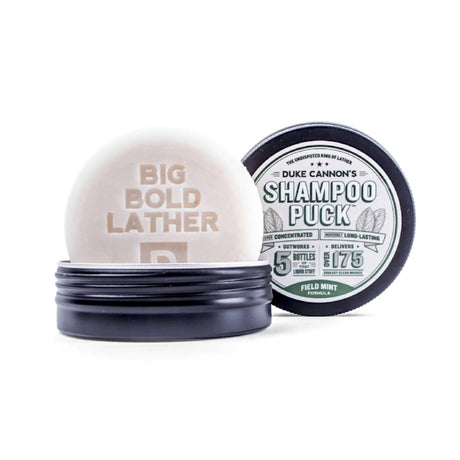 field mint shampoo puck by duke cannon