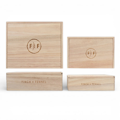 finch and fennel wooden gift box paulownia wood gourmet gift packaging box