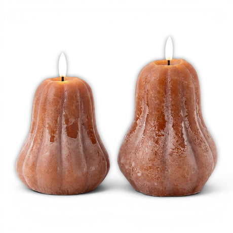 rust orange real wax LED gourd candle with 6-hour timer