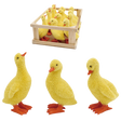 Flocked mini resin ducks in three unique poses with soft yellow texture