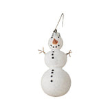 a simple flocked snowman ornament made out of glass