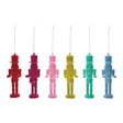 5.25" flocked soldier ornament in red, magenta, pink, blue, turquoise, or green