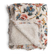 floral cotton throw blanket sherpa back soft cozy fringe edge decorative couch blanket 60x50
