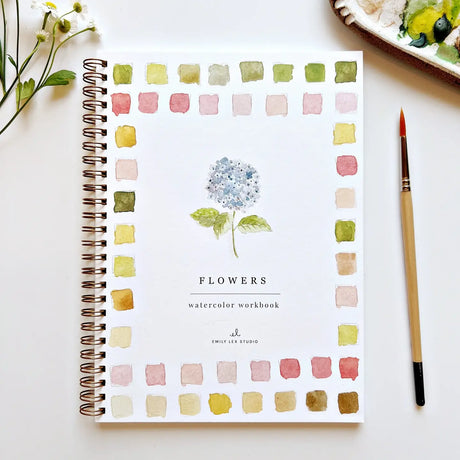 Emily Lex Studio Flowers Watercolor Workbook with 12 floral illustrations and painting instructions