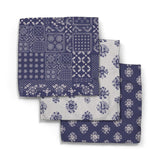 3 blue geometry dishcloth set