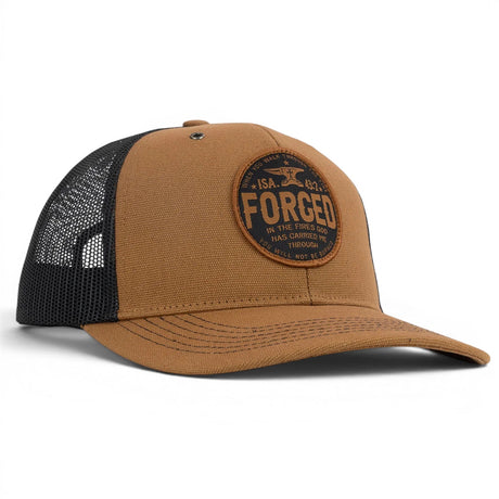 forged circle christian trucker cap brown black isaiah 43 2 faith hat