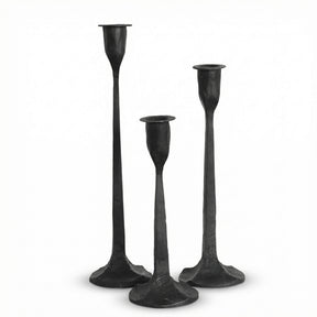 black forged iron taper candle holders set of three modern candle stands for dining table or mantel décor