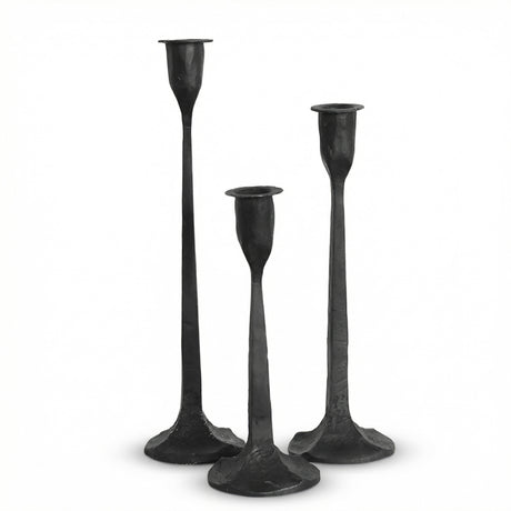 black forged iron taper candle holders set of three modern candle stands for dining table or mantel décor