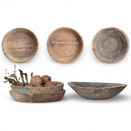 large rustic teak wood decorative bowl for table centerpiece styling