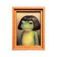 Framed frog portrait fridge magnet with a whimsical illustration