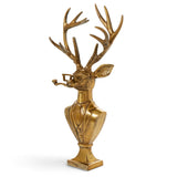 Frankie the Buck gold aluminum bust with antlers glasses pipe and suit