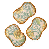 French Harvest reusable kitchen sponge set with gold floral pattern by Once Again Home Co