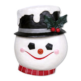 Hand-painted Frosty the Snowman paper mâché wall décor with holly-accented hat