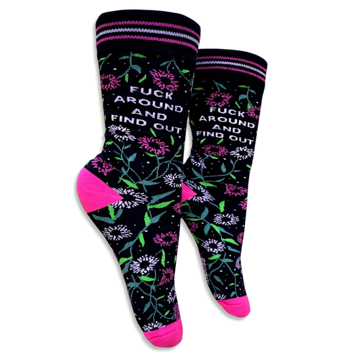funny floral womens crew socks bold quote novelty socks edgy gift socks